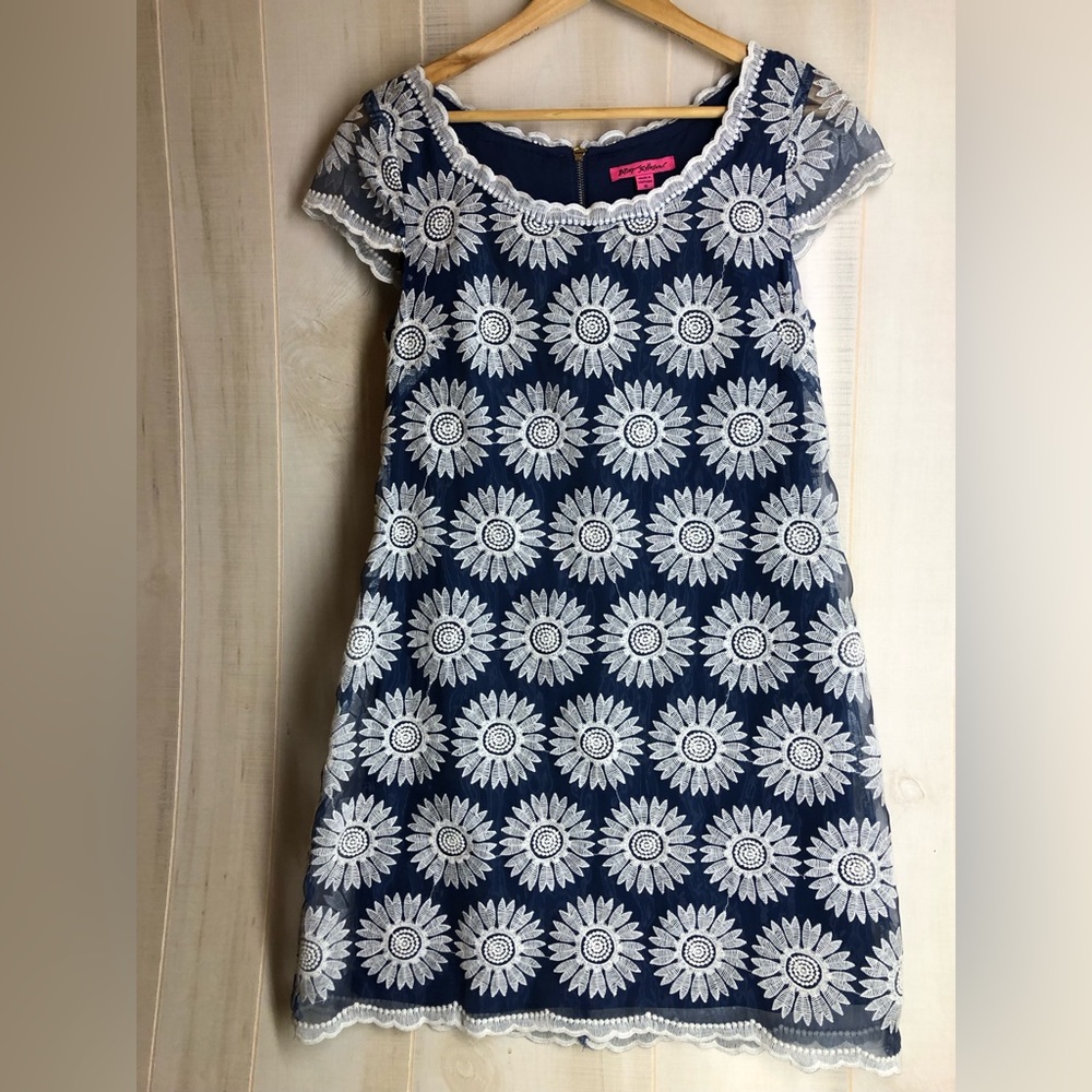 Betsey Johnson Navy and White Floral Dress